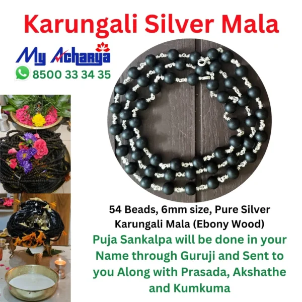 6mm Karungali Silver Mala